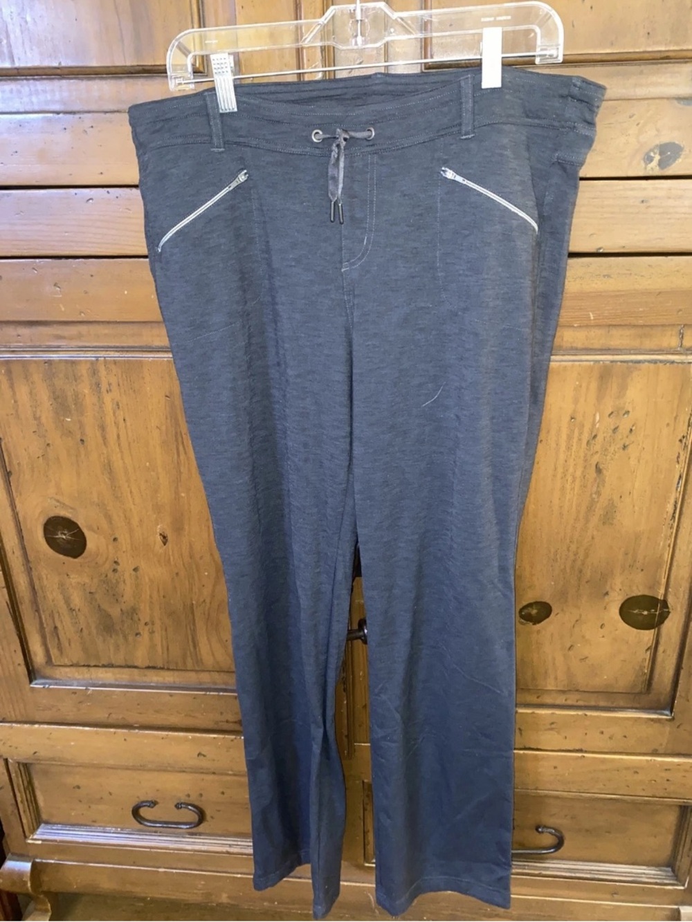 Women's KUHL 'Mova Zip' Pants Pull-On Heathered Charcoal Stretch Knit SZ 14